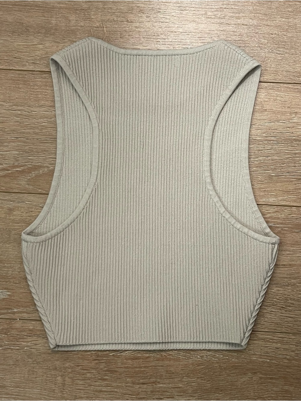 Aritzia BABATON Sculpt Knit Racer Cropped Tank Cree Neck Cream Color Small - Picture 2 of 11